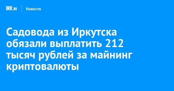 Иркутский суд обязал жителя выплатить 212 тысяч рублей за незаконный майнинг криптовалюты