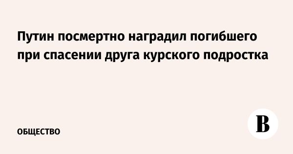 Путин наградил Артема Жердева за героизм при спасении друга