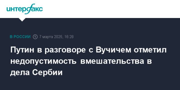 Путин и Вучич обсудили стратегическое партнерство России и Сербии