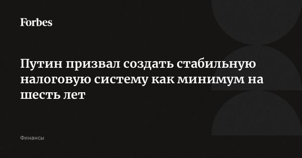 Владимир Путин о создании стабильной налоговой системы в России