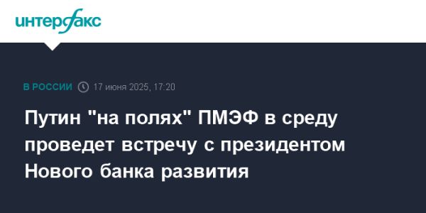 Встреча Путина и Русеф на ПМЭФ обсудит будущее Нового банка развития